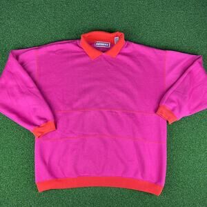 Vintage 90s Pacer Pink & Orange Collared Contrast Stitched Crewneck Sz L